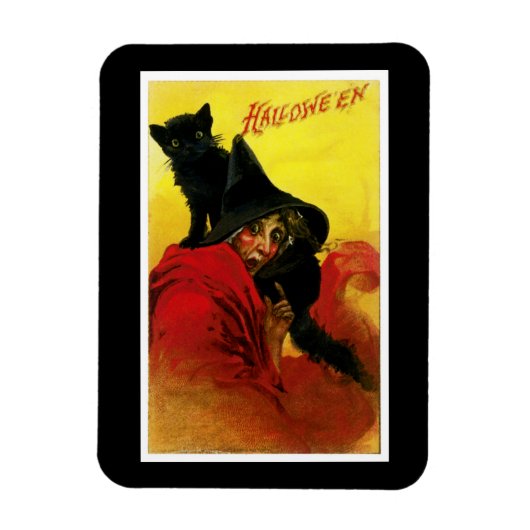 ヴィンテージハロウィーン魔女 マグネット (縦)