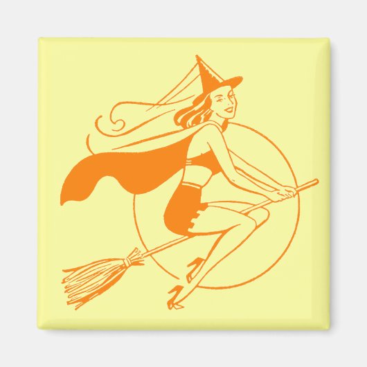 ヴィンテージハロウィーン魔女 マグネット (正面)