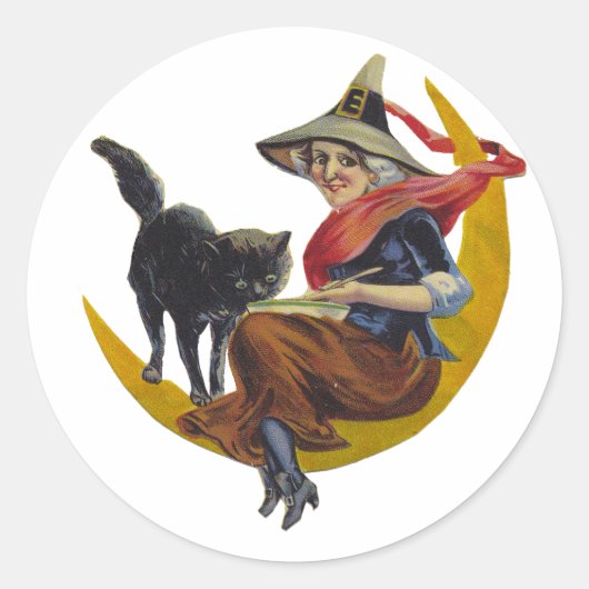 ヴィンテージハロウィーン魔女 ラウンドシール (正面)