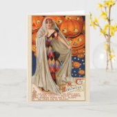 ヴィンテージハロウィーン魔法グリーティングカード カード (黄色い花)