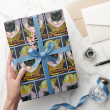 ヴィンテージハロウィーン黒猫の魔女パーティーラップ