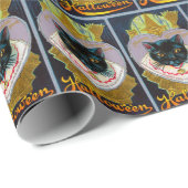 ヴィンテージハロウィーン黒猫の魔女パーティーラップ ラッピングペーパー (ロールコーナー)