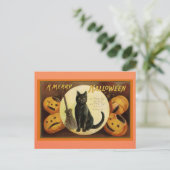 ヴィンテージハロウィーン黒猫カボチャビクトリアン詩 ポストカード (スタンド正面)