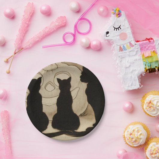 ヴィンテージハロウィーン黒猫パーティープレート ペーパープレート (パーティー)