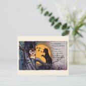 ヴィンテージハロウィーン黒猫フクロウビクトリアンの詩 ポストカード (スタンド正面)