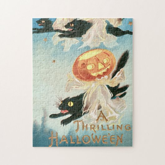 ヴィンテージハロウィーン黒猫 ジグソーパズル (縦)