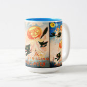 ヴィンテージハロウィーン黒猫 ツートーンマグカップ (正面右)