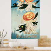 ヴィンテージハロウィーン黒猫 ポスター (キッチン)