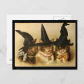 ヴィンテージハロウィーン黒猫 ポストカード (正面/裏面)