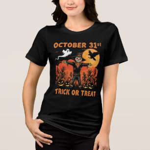 ヴィンテージハロウィーン10月31日のトリックまたはトリートスカール トライブレンドTシャツ