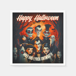 ヴィンテージハロウィーン1950年代のコスチュームとカクテル スタンダードカクテルナプキン