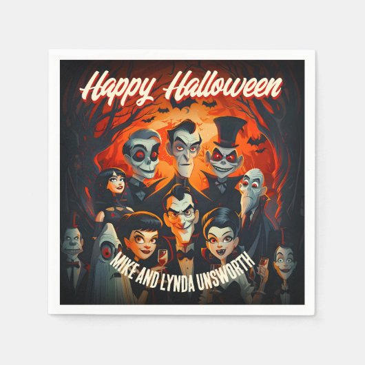 ヴィンテージハロウィーン1950年代のコスチュームとカクテル スタンダードカクテルナプキン (正面)