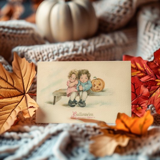 ヴィンテージハロウィーン2人の怖い子供 ノートカード