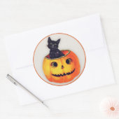 ヴィンテージハロウィーン – ジャック・オランタンに登場する黒猫 ラウンドシール (封筒)
