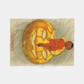 ヴィンテージハロウィーン – ジャック・オ・ランタンの上 フリースブランケット (正面(横))