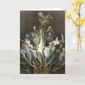 ヴィンテージハロウィーン、スケルトンバイオリニストと幽霊たち カード (黄色い花)