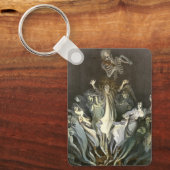 ヴィンテージハロウィーン、スケルトンバイオリニストと幽霊たち キーホルダー (正面)