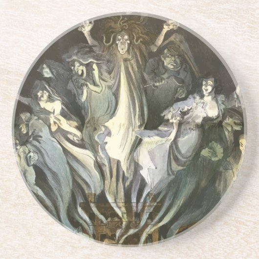 ヴィンテージハロウィーン、スケルトンバイオリニストと幽霊たち コースター (正面)