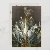 ヴィンテージハロウィーン、スケルトンバイオリニストと幽霊たち 招待状 (正面/裏面)