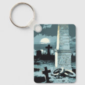 ヴィンテージハロウィーン、不気味な墓地（墓あり） キーホルダー (正面)