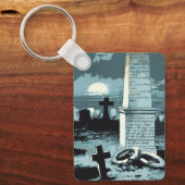 ヴィンテージハロウィーン、不気味な墓地（墓あり） キーホルダー (正面)