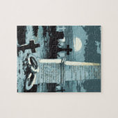 ヴィンテージハロウィーン、不気味な墓地(墓あり) ジグソーパズル (横)