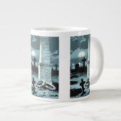 ヴィンテージハロウィーン、不気味な墓地(墓あり) ジャンボコーヒーマグカップ (正面右)