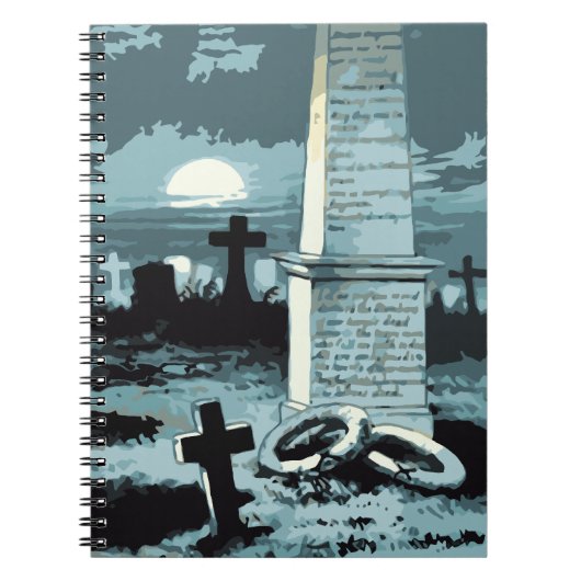 ヴィンテージハロウィーン、不気味な墓地（墓あり） ノートブック (正面)
