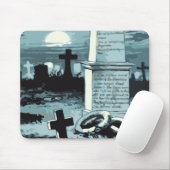 ヴィンテージハロウィーン、不気味な墓地（墓あり） マウスパッド (マウス)