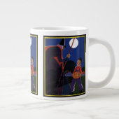 ヴィンテージハロウィーン、少年と不気味な魔女 ジャンボコーヒーマグカップ (右)