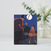 ヴィンテージハロウィーン、少年と不気味な魔女 招待状 (スタンド正面)