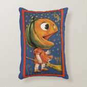 ヴィンテージハロウィーン、巨大なカボチャの頭の衣装 アクセントクッション (正面(垂直))