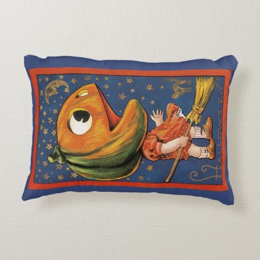 ヴィンテージハロウィーン、巨大なカボチャの頭の衣装 アクセントクッション (裏面)