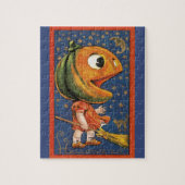 ヴィンテージハロウィーン、巨大なカボチャの頭の衣装 ジグソーパズル (縦)