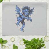 ヴィンテージハロウィーン、恐ろしい悪のガルゴイレデーモン キッチンタオル (折り畳み)