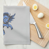 ヴィンテージハロウィーン、恐ろしい悪のガルゴイレデーモン キッチンタオル (四つ折り)