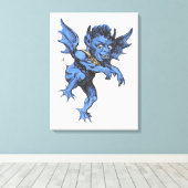 ヴィンテージハロウィーン、恐ろしい悪のガルゴイレデーモン キャンバスプリント (インサイチュ (ウッドフロア))