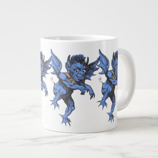 ヴィンテージハロウィーン、恐ろしい悪のガルゴイレデーモン ジャンボコーヒーマグカップ (正面右)