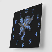 ヴィンテージハロウィーン、恐ろしい悪のガルゴイレデーモン スクエア壁時計 (傾斜)