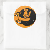 ヴィンテージハロウィーン – 月の中の猫 ラウンドシール (バッグ)