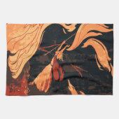 ヴィンテージハロウィーン、森林に火を放つ邪悪な魔女 キッチンタオル (横)