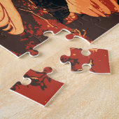 ヴィンテージハロウィーン、森林に火を放つ邪悪な魔女 ジグソーパズル (側面)