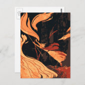 ヴィンテージハロウィーン、森林に火を放つ邪悪な魔女 ポストカード (正面/裏面)