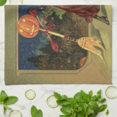 ヴィンテージハロウィーン、美しい踊り魔女 キッチンタオル (折り畳み)