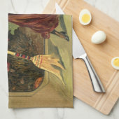 ヴィンテージハロウィーン、美しい踊り魔女 キッチンタオル (四つ折り)