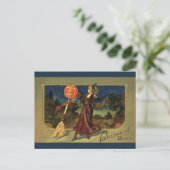 ヴィンテージハロウィーン、美しい踊り魔女 ポストカード (スタンド正面)