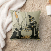 ヴィンテージハロウィーン、魔女とキャッツ クッション (ブランケット)