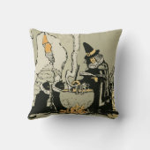 ヴィンテージハロウィーン、魔女とキャッツ クッション (裏面)