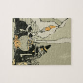 ヴィンテージハロウィーン、魔女とキャッツ ジグソーパズル (横)