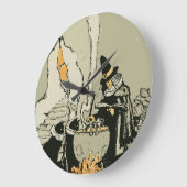 ヴィンテージハロウィーン、魔女とキャッツ ラージ壁時計 (傾斜)